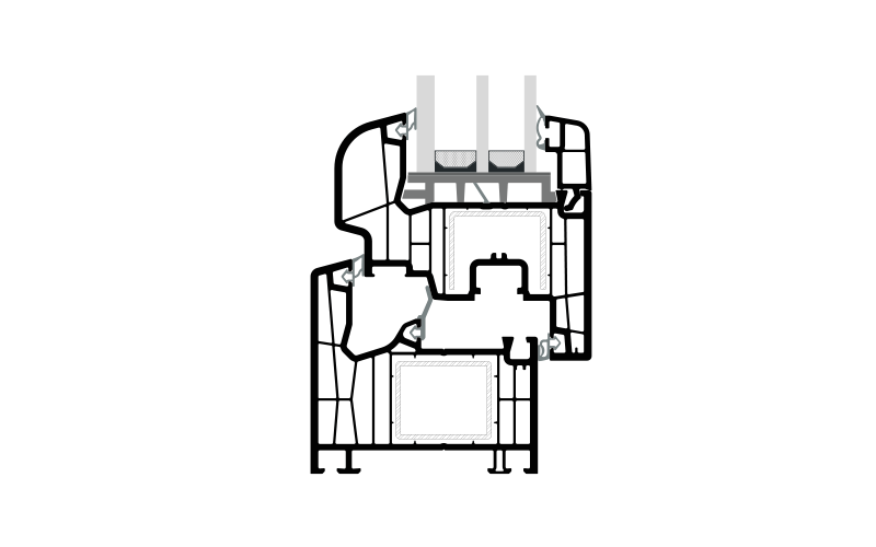 ASAŞ Inova 76 Centre-Gasket Window & Door System — Cross-Section Detail