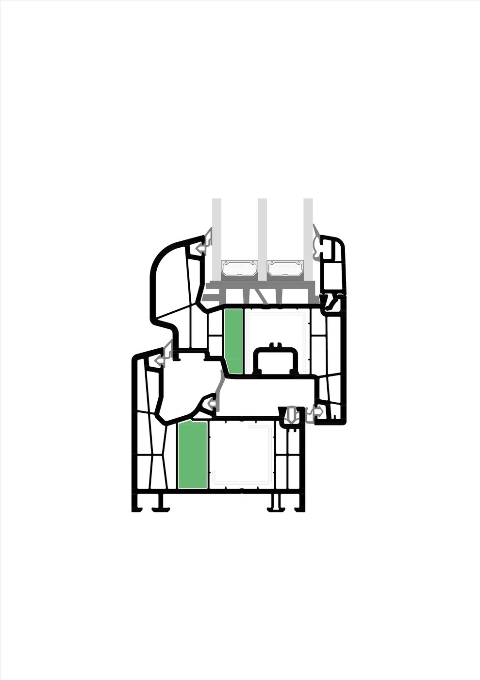 ASAŞ Inova 76 PH Passive House Window System — Cross-Section Detail